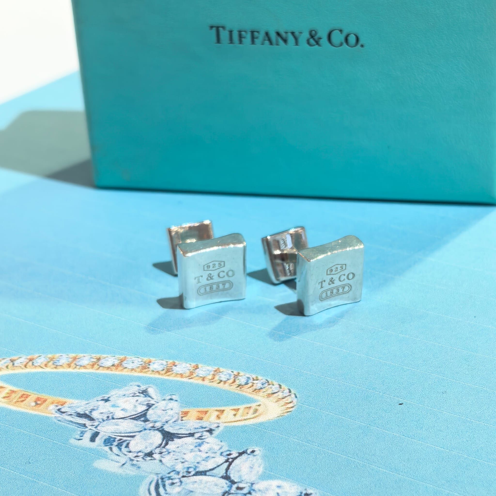 USED Tiffany & Co 袖口鈕, 方形袖扣 925純銀, 925 SILVER , #香榭站正品