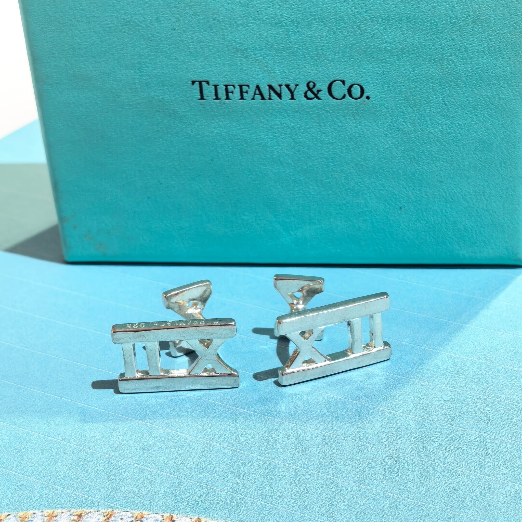 USED Tiffany & Co 袖口鈕, 羅馬數字/長形袖扣 Atlas系列925純銀, 925 SILVER, #香榭站正品