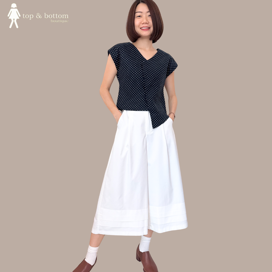 ELASTIC WAISTED COTTON WIDE LEG ANKLE PANT
