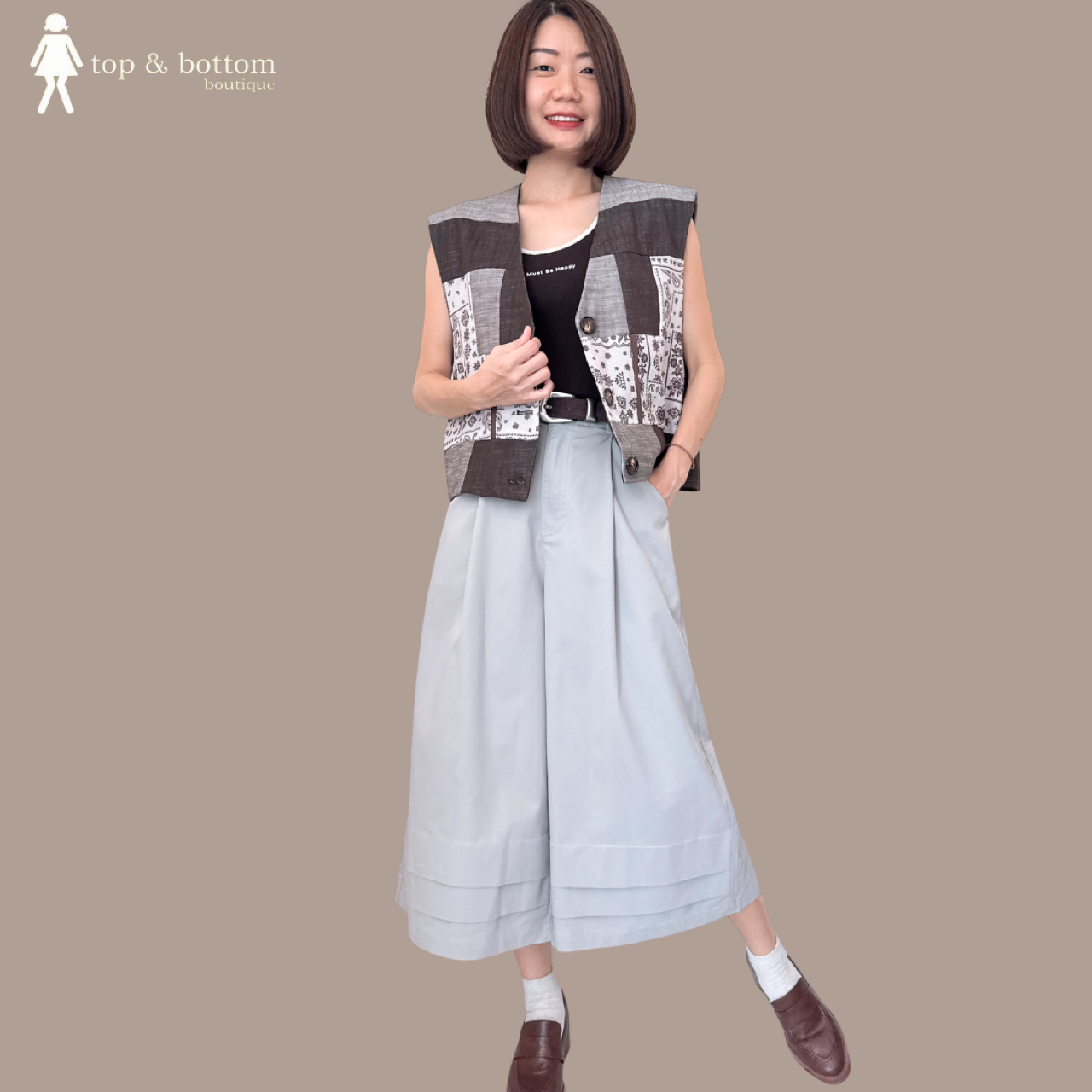 ELASTIC WAISTED COTTON WIDE LEG ANKLE PANT