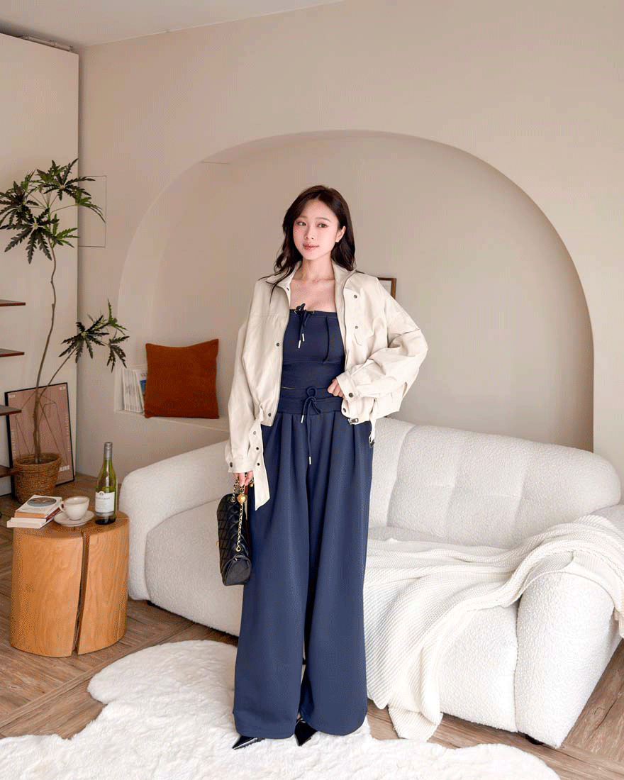 LINA LINA狎鷗亭箴言釦環皮帶落肩風衣外套-奶油卡