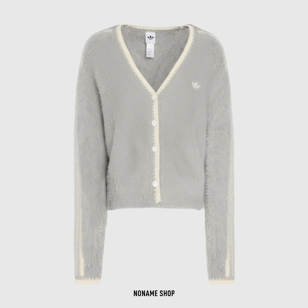 ADIDAS ORIGINALS  CRFT CARDIGAN 韓系 三線 毛毛 外套 開襟 奶霧灰 (女款)