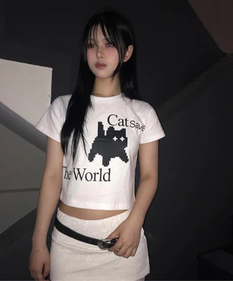 （現貨）韓牌 catsavetheworld CSW 像素貓咪 短版 短T S-P000000Q