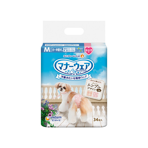 Unicharm 狗狗一次性紙尿褲, M 碼 34片 (格紋+圓點)(UIC-4284)