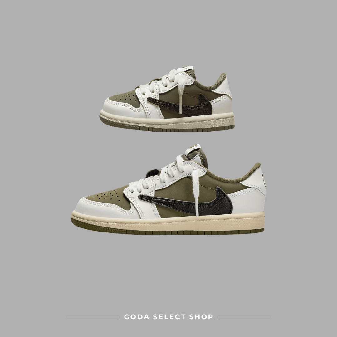 TRAVIS SCOTT X NIKE AIR JORDAN 1 LOW OG SP 童鞋 "MEDIUM OLIVE" 童鞋 橄欖綠 DO5442-200 DO5441-200