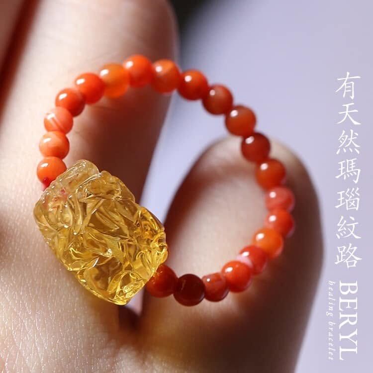 金珀貔貅南紅瑪瑙戒