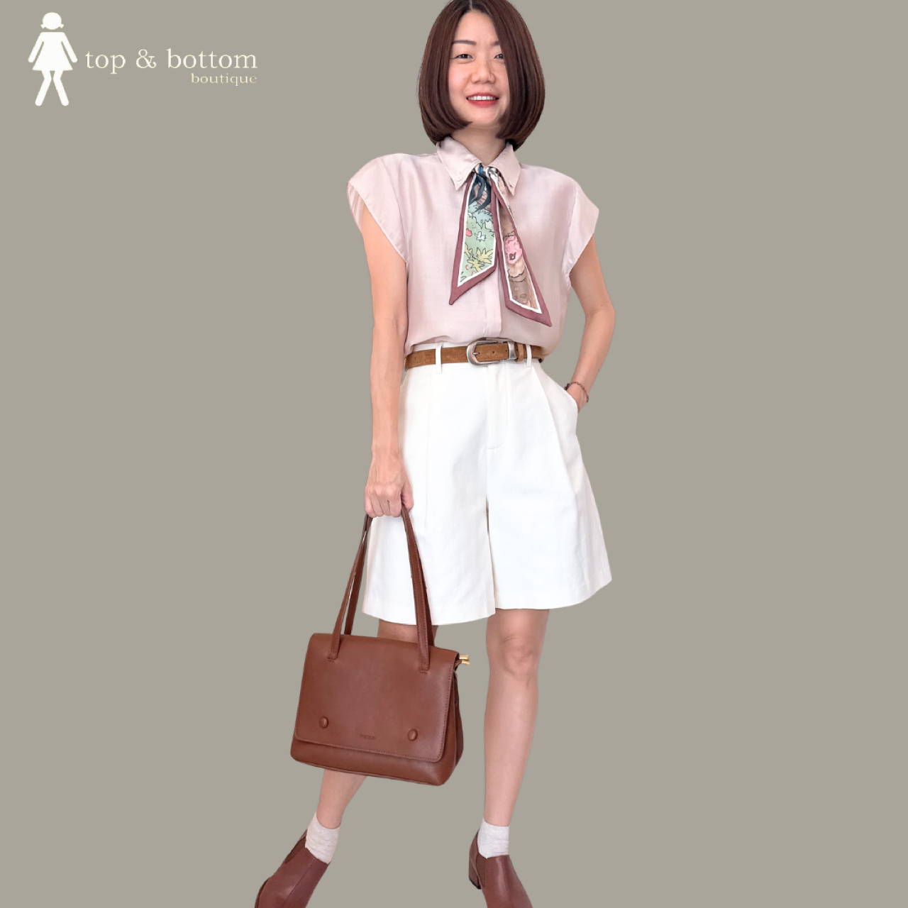 HIGH WAISTED COTTON DENIM KNEE BERMUDA