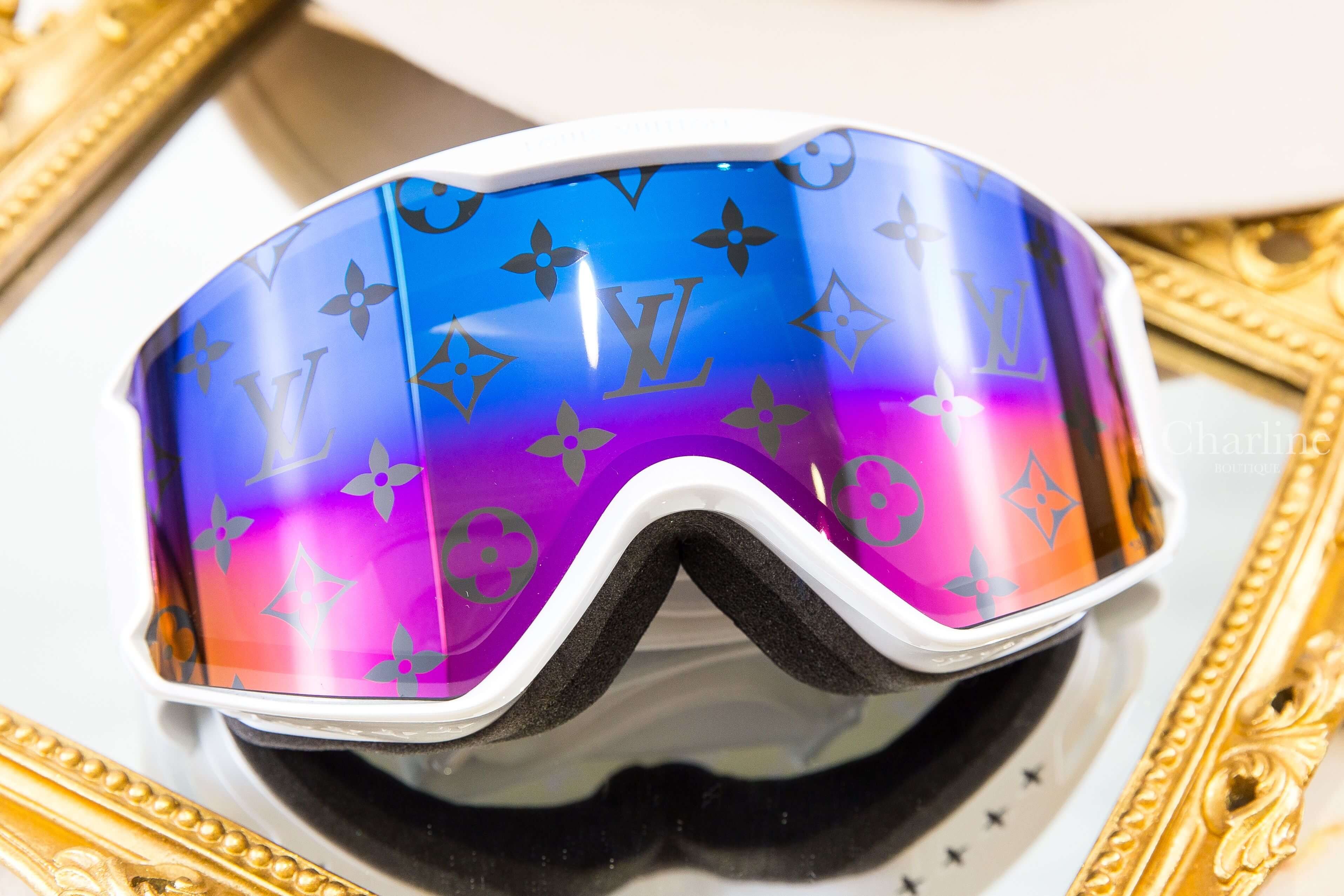 Louis Vuitton LV Snow Gradient Mask 白色側邊銀色老花字母漸層老花鏡面拆卸式滑雪護目鏡