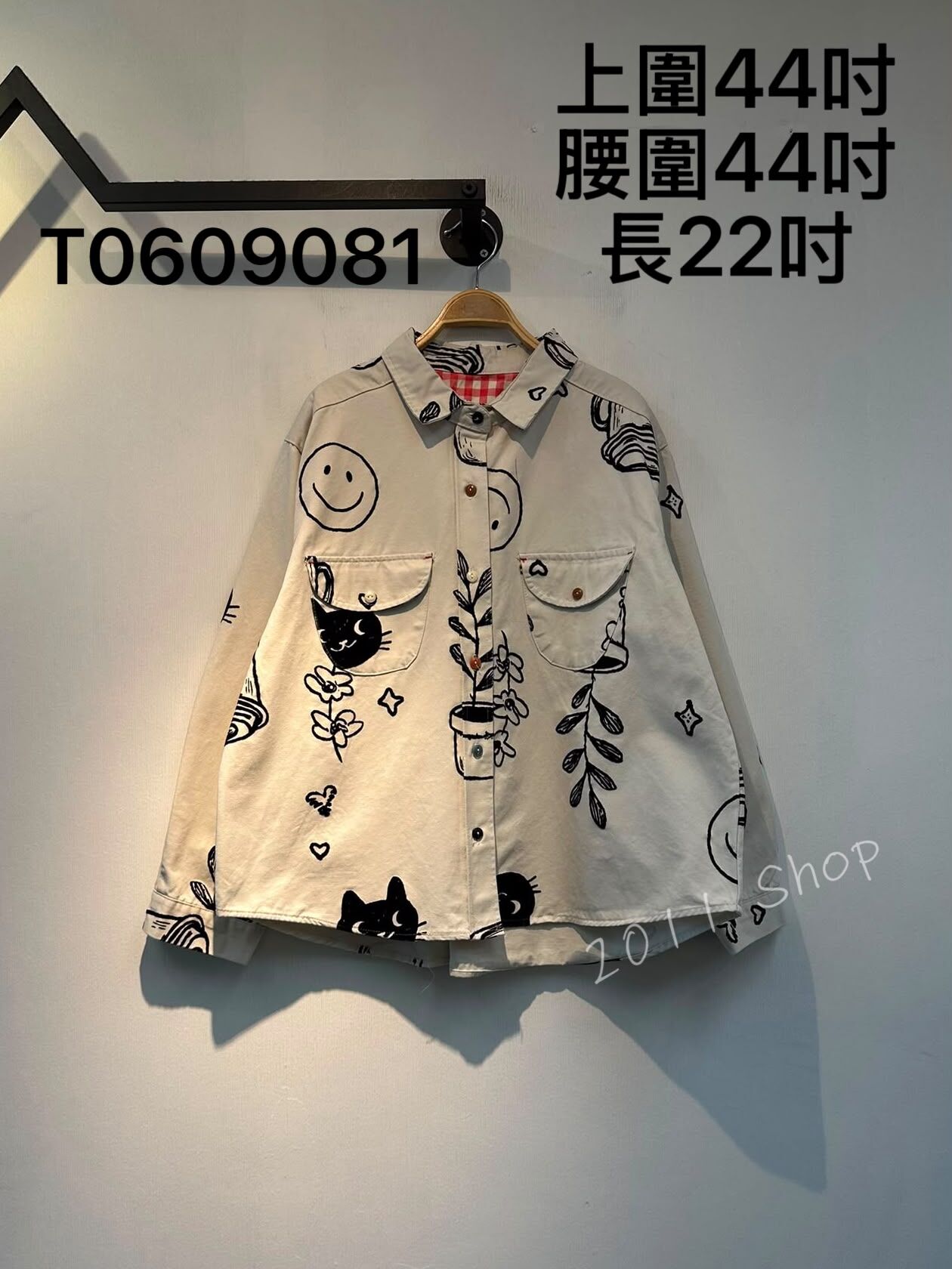 出口日本可愛絨毛圖案恤衫  上圍44吋 腰圍44吋 長22吋  T0609081