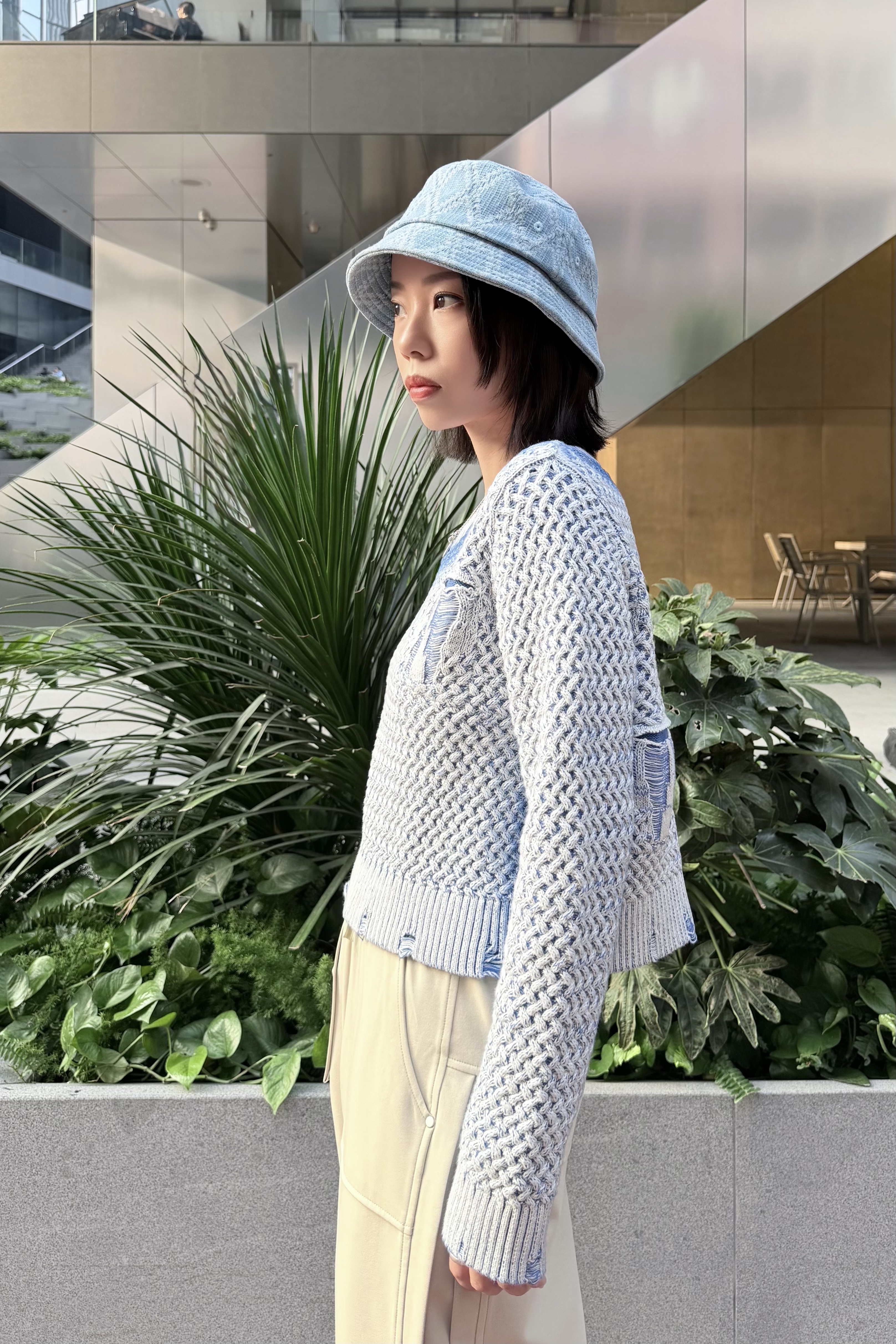 噴漆效果印花針織上衣 - 25WRT330U
