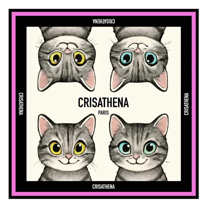 C33 Crisathena Cats Scarf in Black,Pink｜#CT-SF250917-BLK_PINK