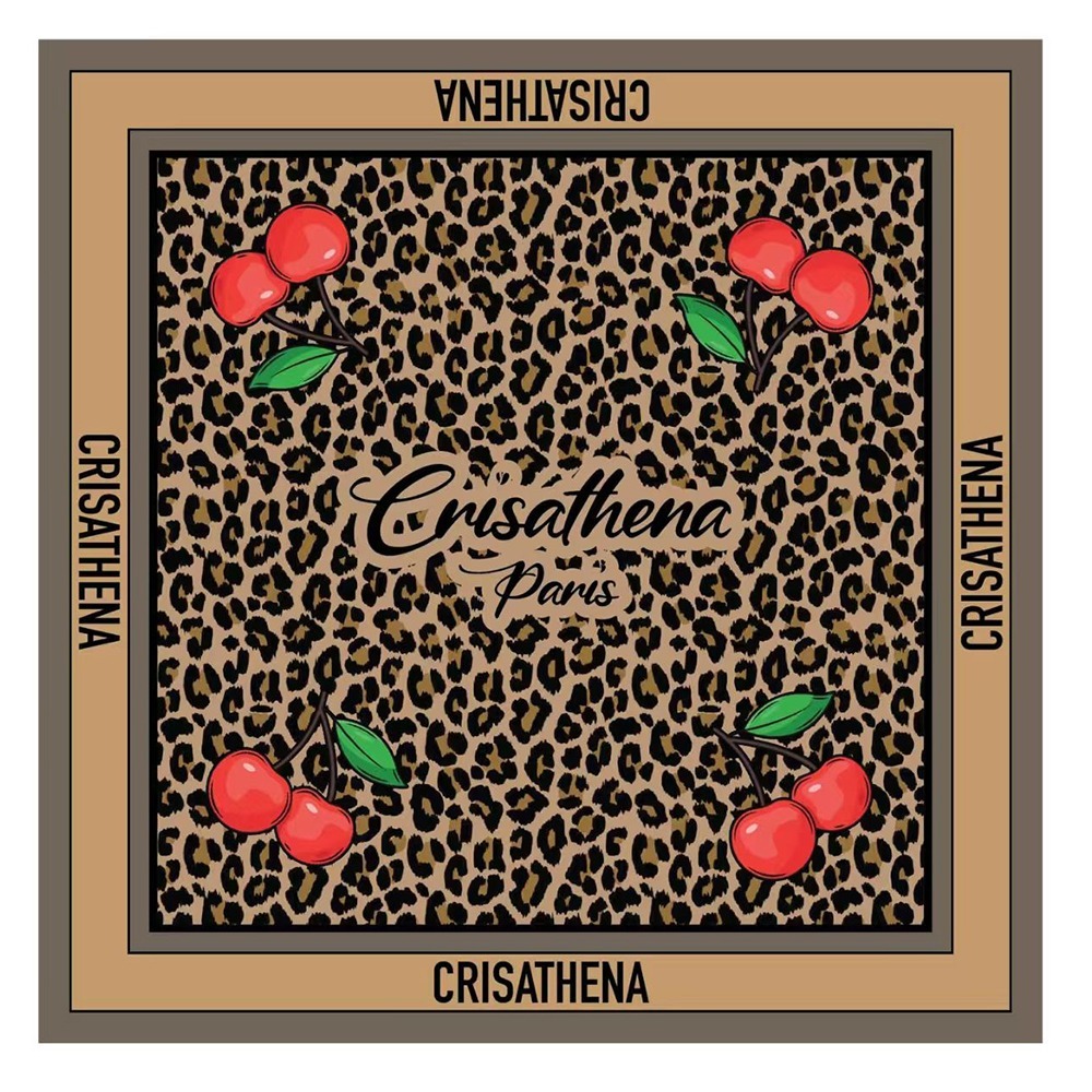 C35 Crisathena Cherry Scarf in Brown,Tan｜#CT-SF250918-BRN_TAN