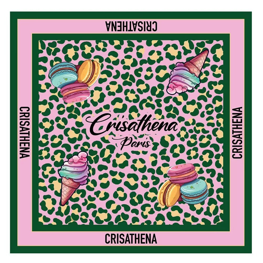 C36 Crisathena Ice-cream Scarf in Green,Pink｜#CT-SF250918-GRN_PINK