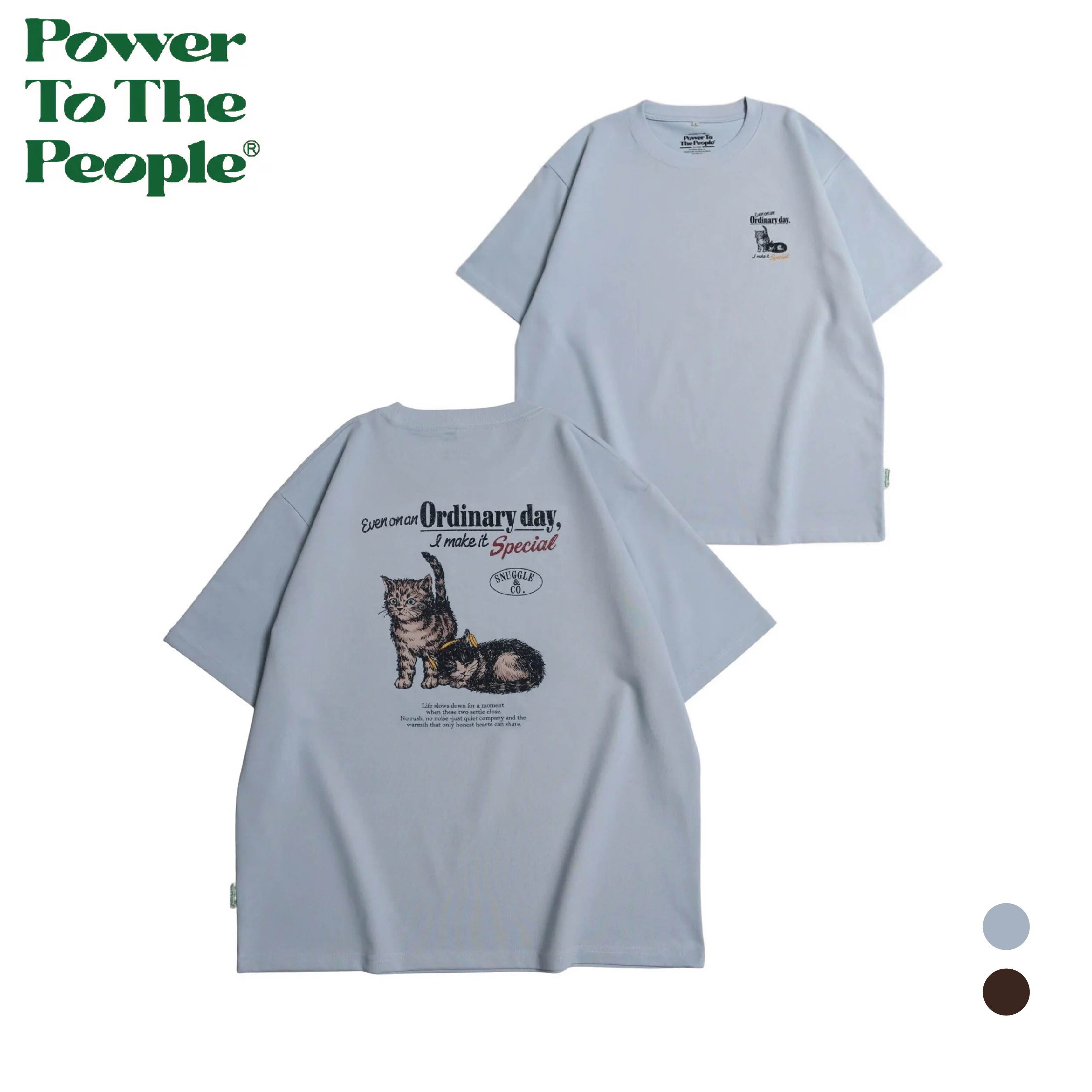【 Power To The People｜美式復古貓咪印花短TEE - 2色 】