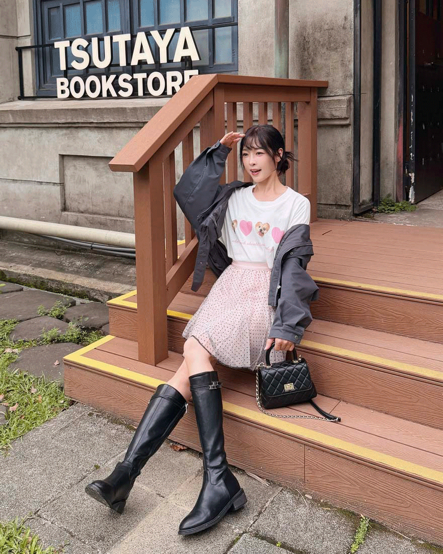 LINA LINA法式甜氛滿版波點撞色滾邊鬆緊短褲裙-柔美粉