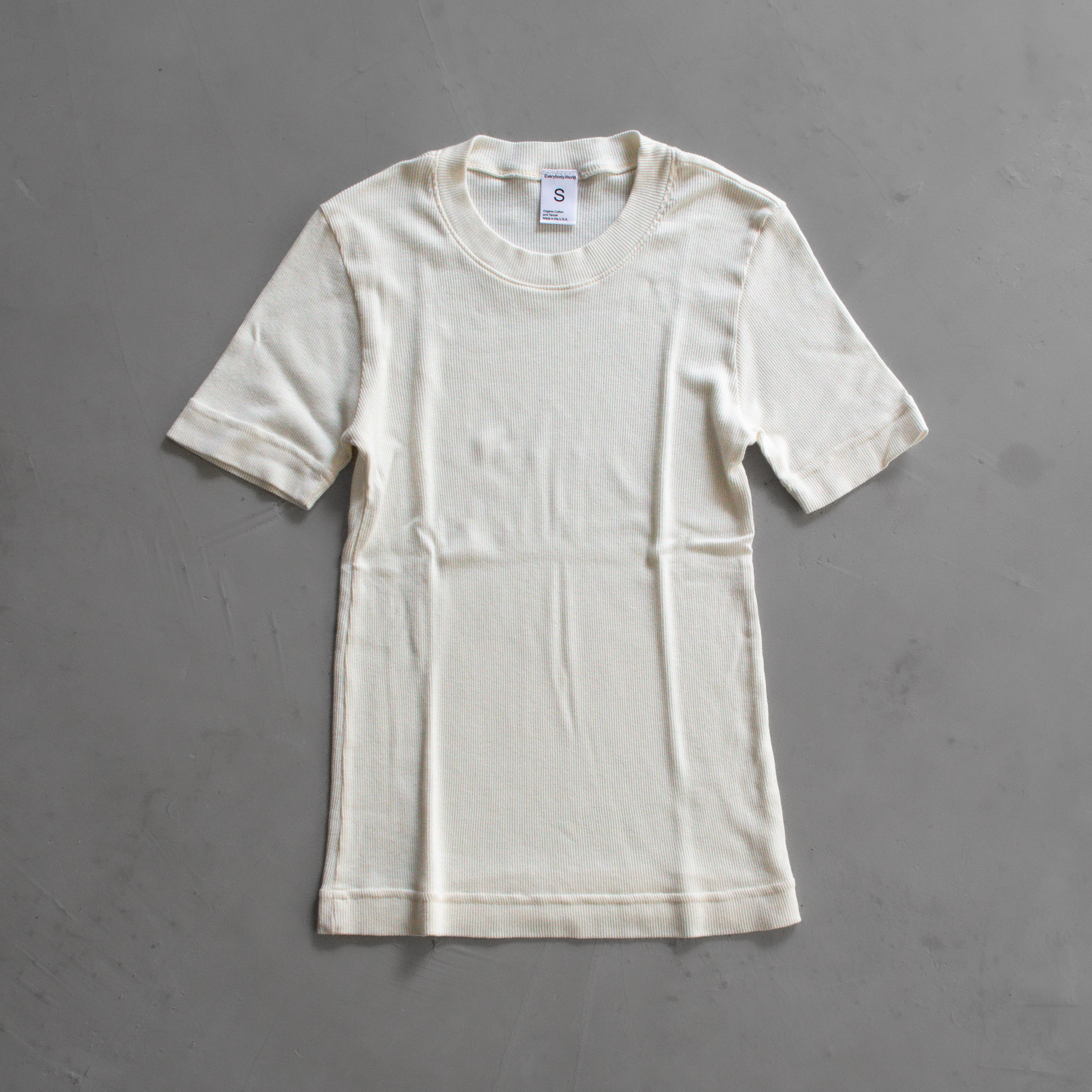 EVERYBODY WORLD RIB SHORT SLEEVE 圓領 螺紋 T恤