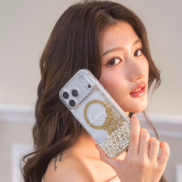 名媛蕾絲 香檳金貝拉殼 (MagSafe) - (訂製名字) iPhone客製化手機殼