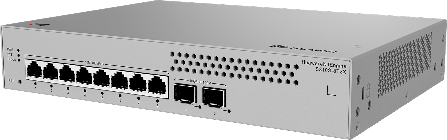 Huawei eKit S310S-8T2X L2+ 網管交換機｜8×Gigabit｜2×10GE SFP+｜無風扇設計