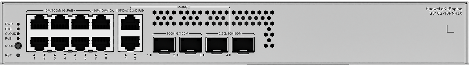 Huawei eKit S310S-10PN4JX L2+ 網管 PoE+ 交換機｜128W PoE供電｜2×10G SFP+｜2×2.5G SFP