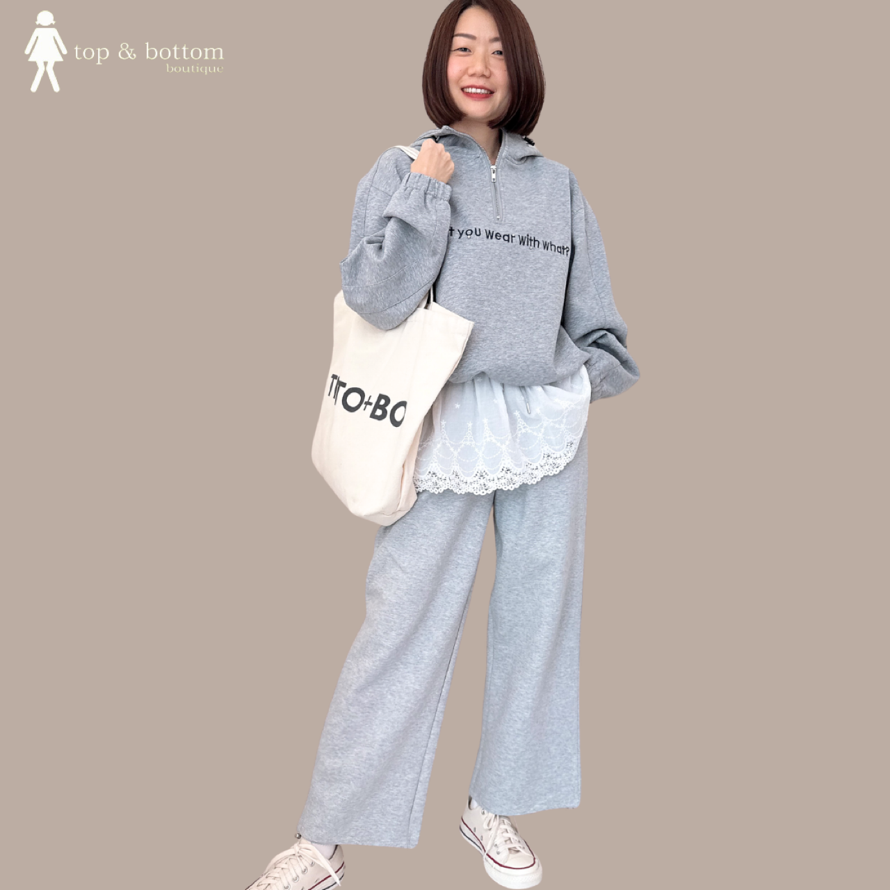LONG SLEEVE EMBROIDERED WORDING SWEATS