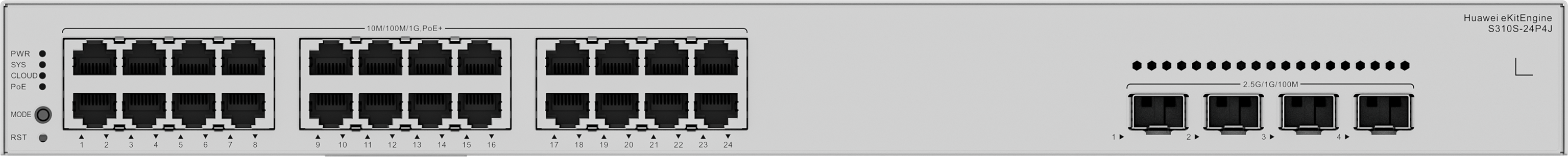 Huawei eKit S310S-24P4J L2+ 網管 PoE+ 交換機｜400W PoE供電｜4×2.5GE SFP