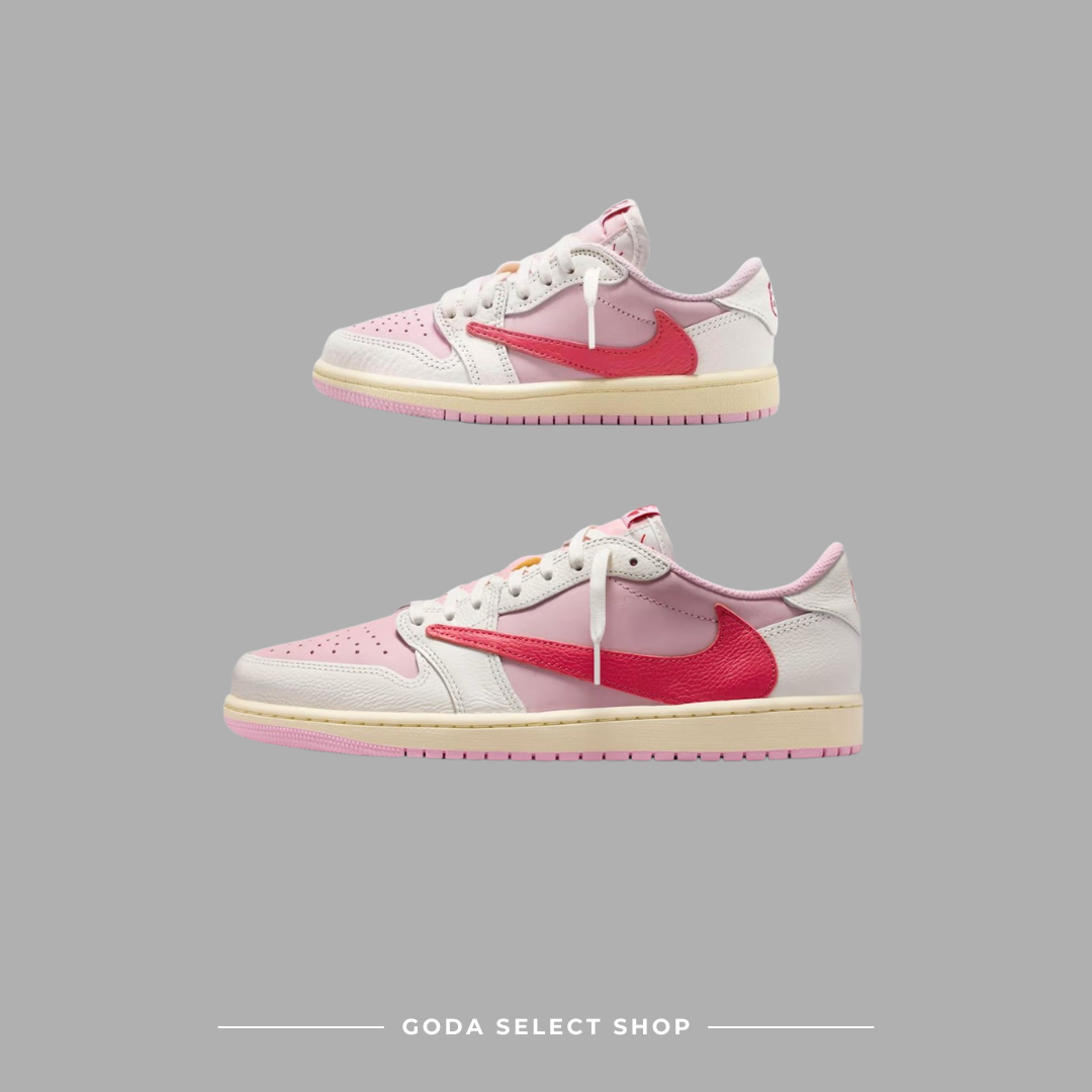 TRAVIS SCOTT X AIR JORDAN 1 LOW OG ''SHY PINK AND TROPICAL PINK'' 櫻花粉 奶油白 倒勾 倒鉤 男女鞋 IQ7604-101 IQ7605-101