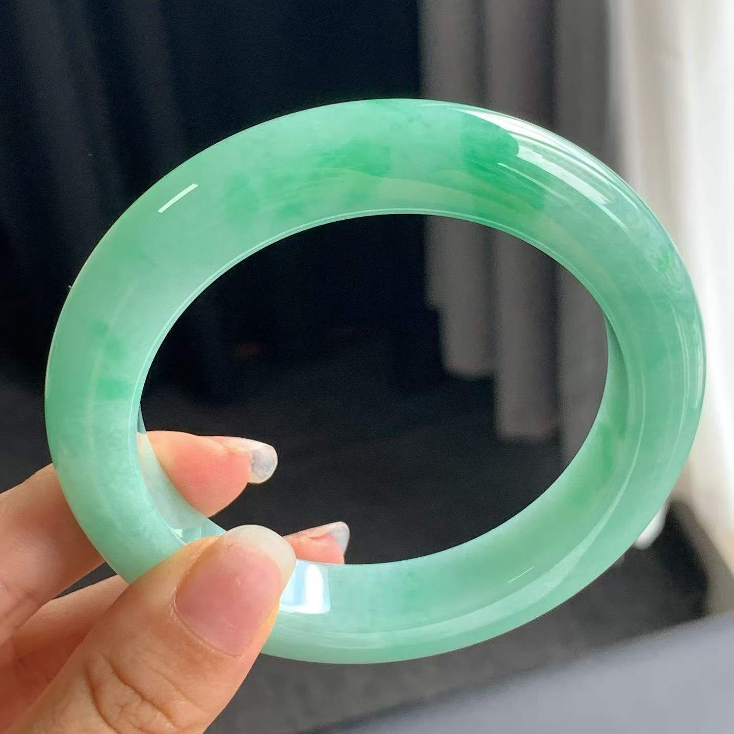 滿色飄綠正圈翡翠手鐲,天然翡翠A玉, 緬甸玉, Jade, Jadeite
