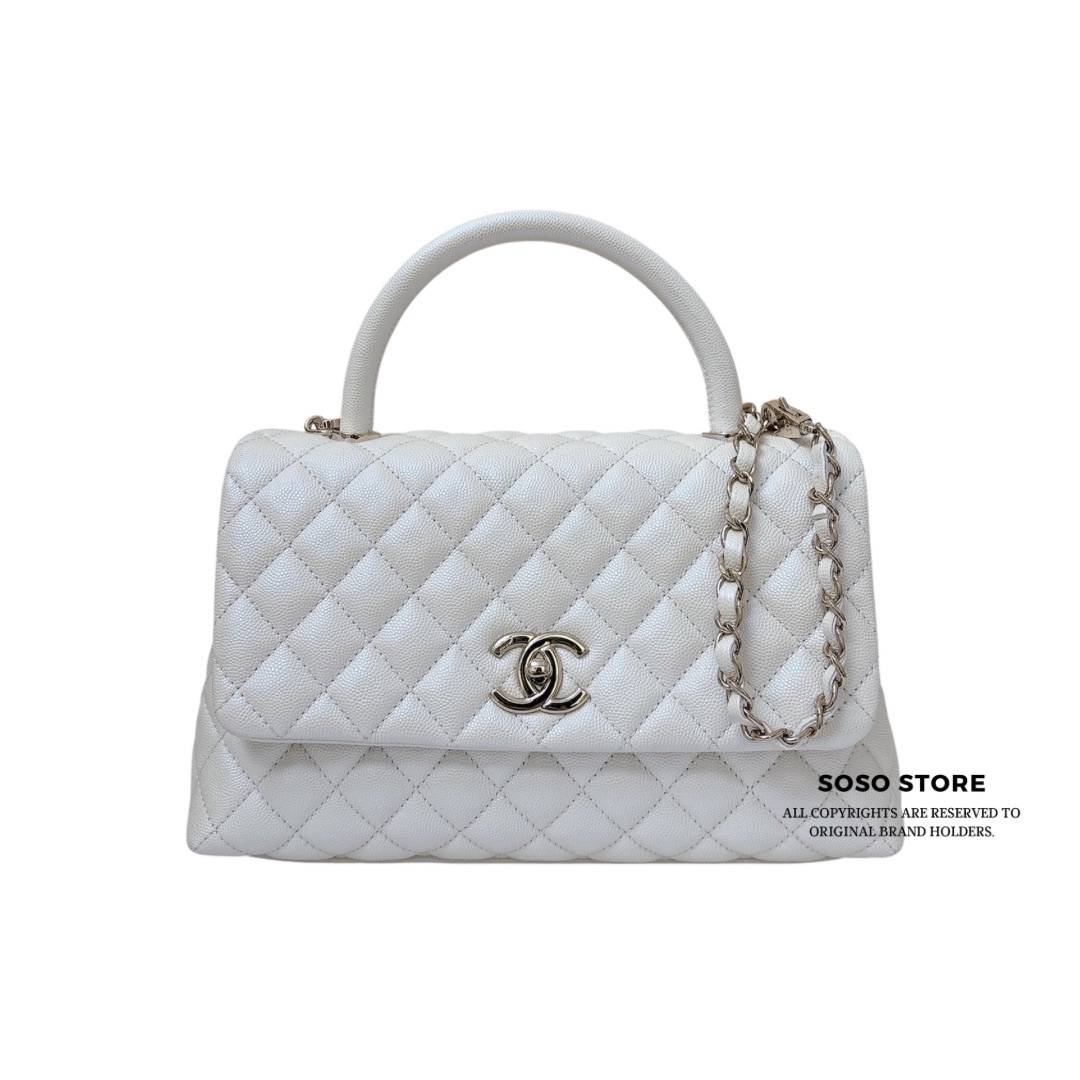 Chanel Coco Handle Bag - White / SHW