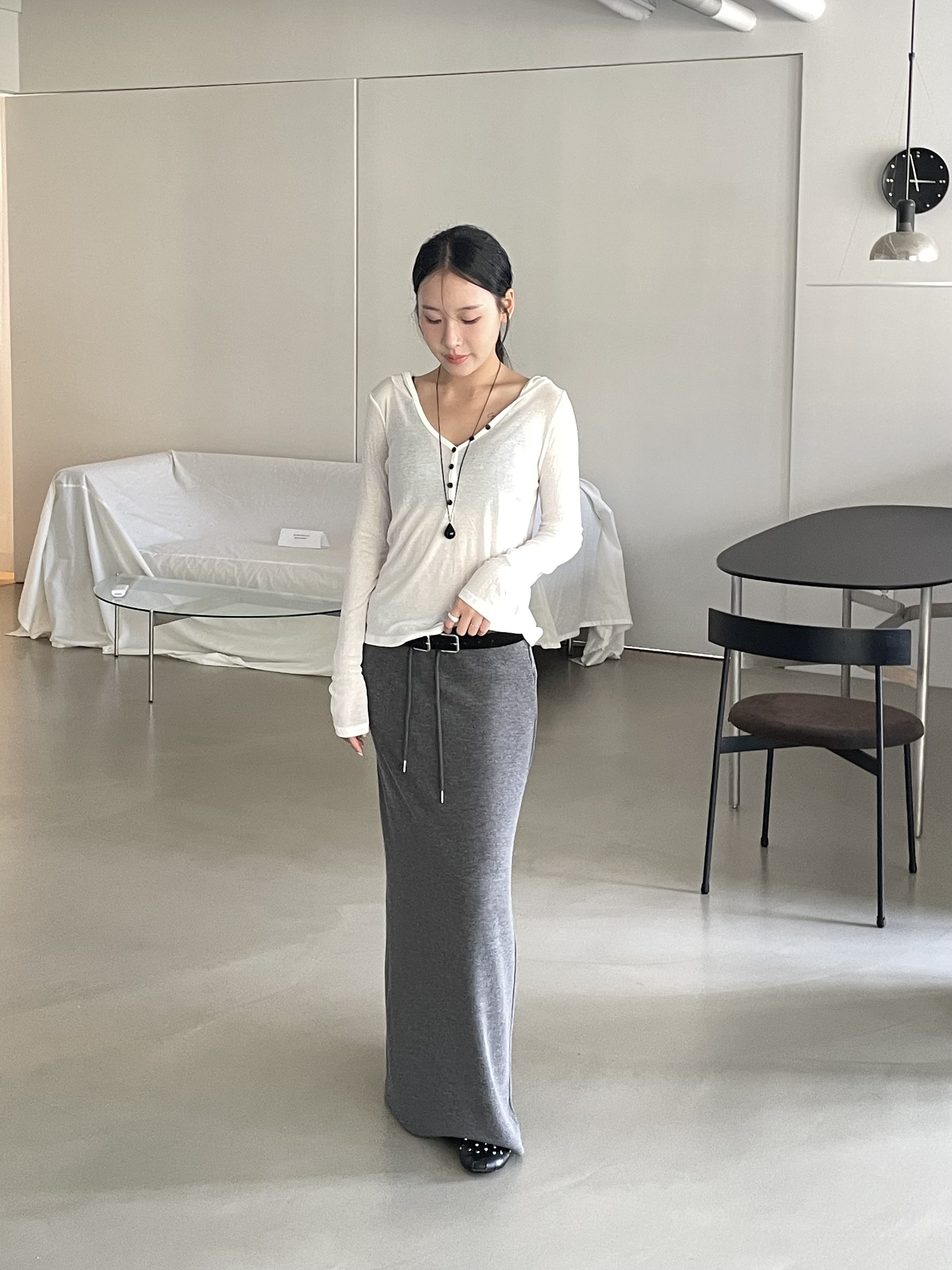 率性排釦連帽上衣(白/褐/黑)