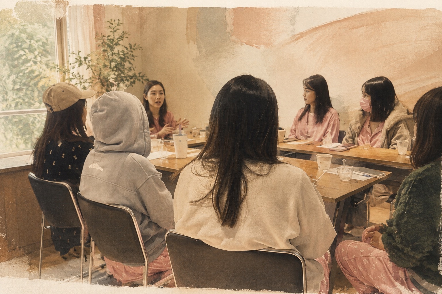 以禾馨桃園女性交流活動為靈感的人文插畫