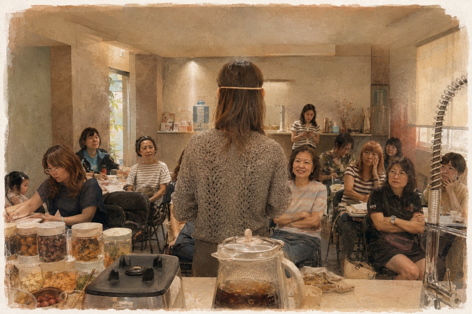 以大侑料理分享活動為靈感的人文插畫