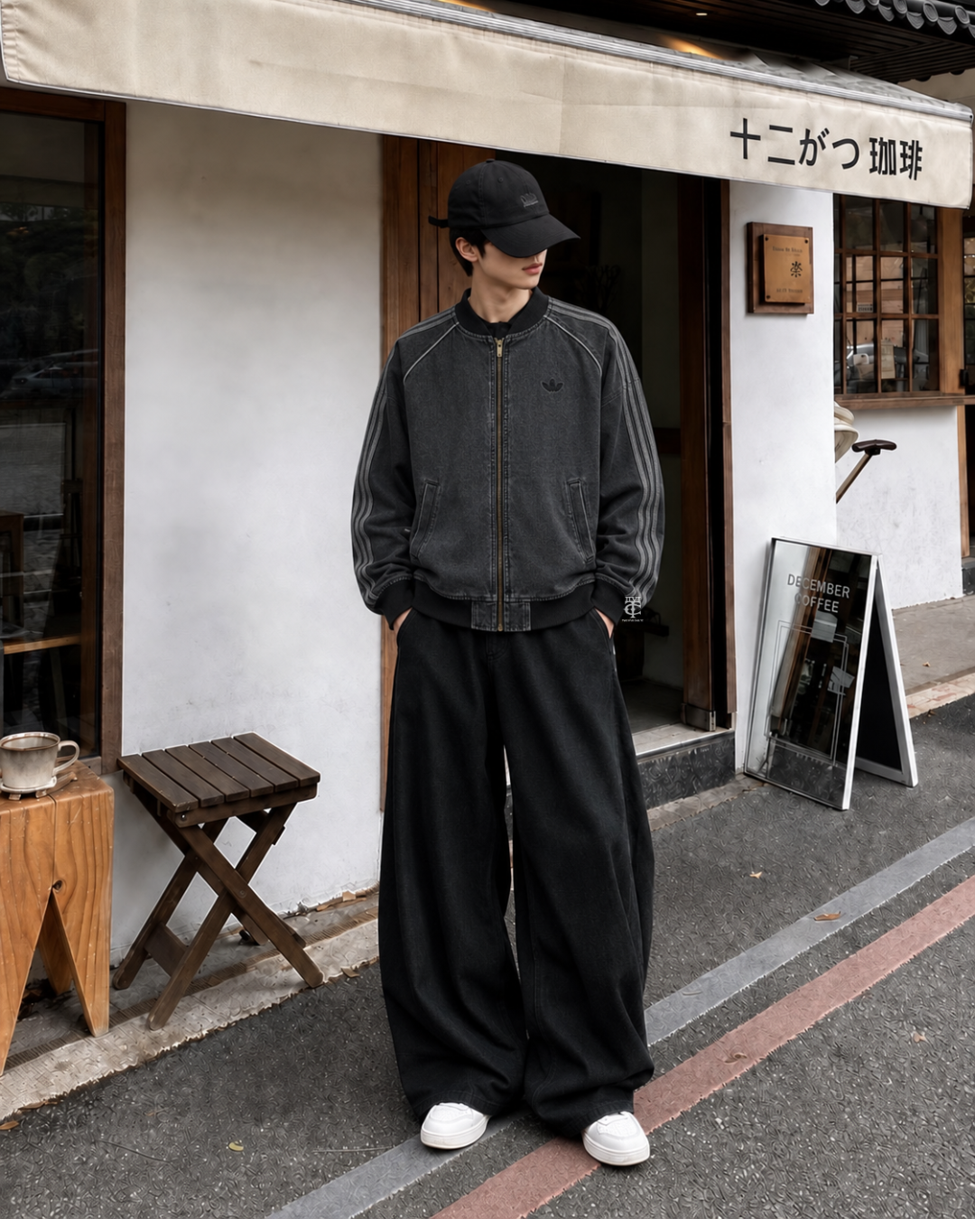 ADIDAS Originals SST 歌德字 簍空 刺繡 LOGO 單寧 水洗 立領 三線 外套 個性 兩色