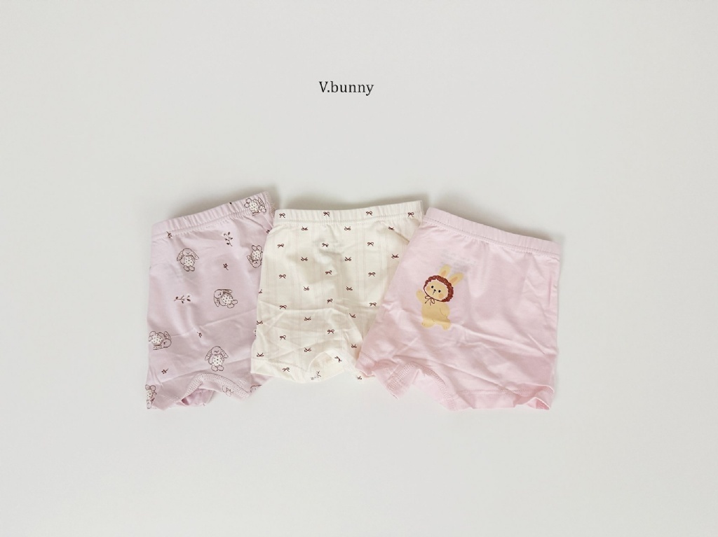 正韓秋Vbunny 女孩的兔兔蝴蝶結內褲(一組3入)
