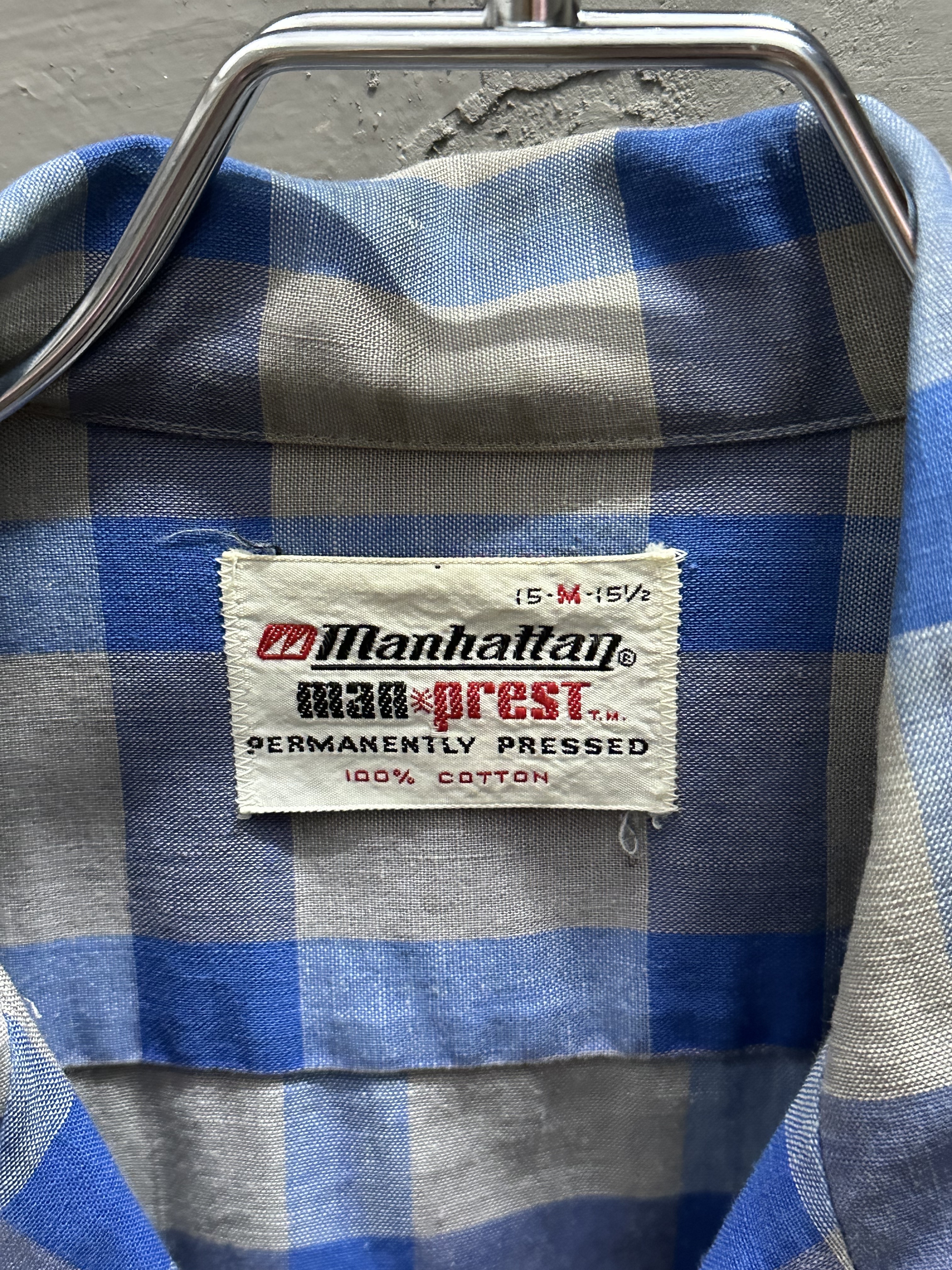50~60’s Manhattan  Cotton Check L/S Shirt