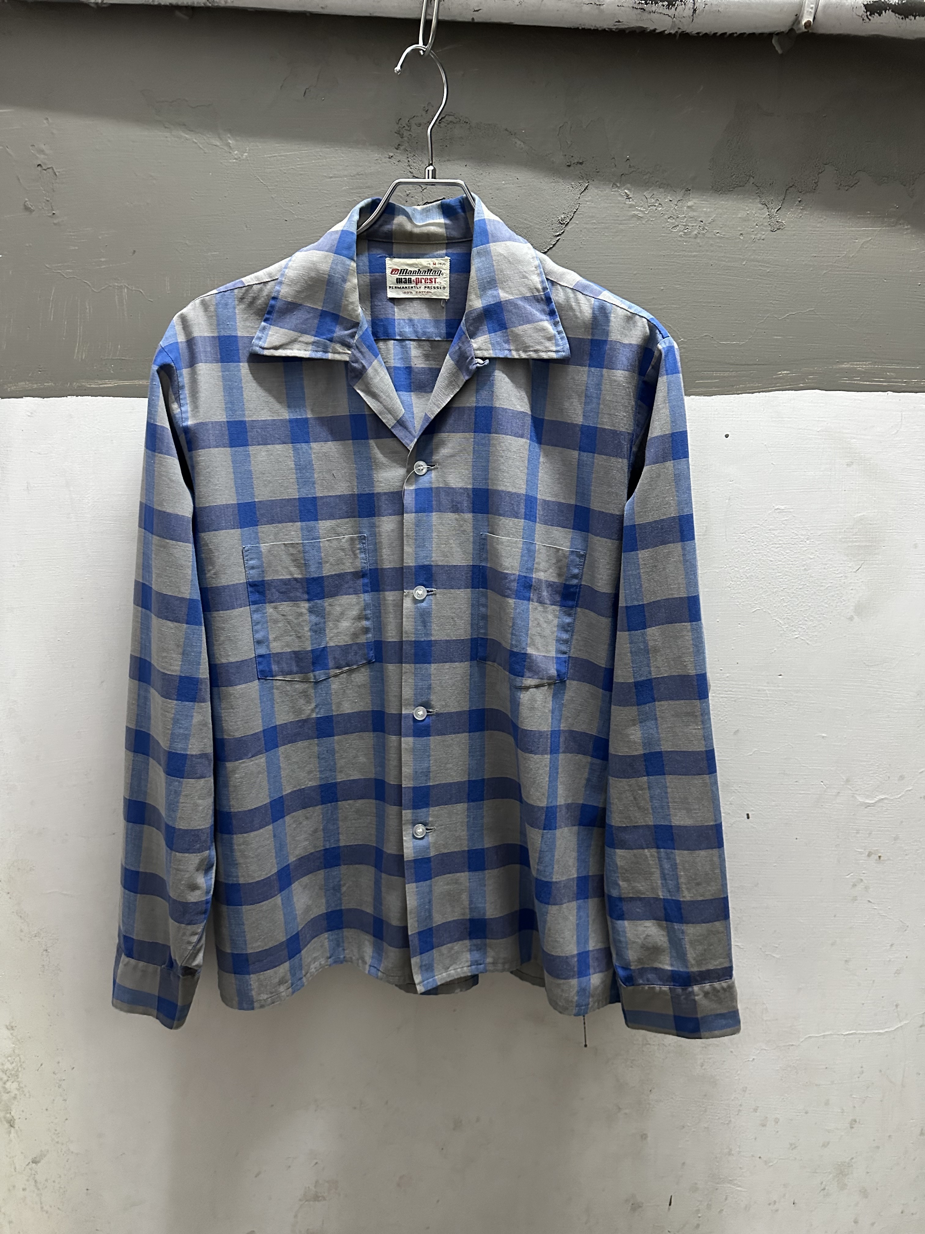 50~60’s Manhattan  Cotton Check L/S Shirt