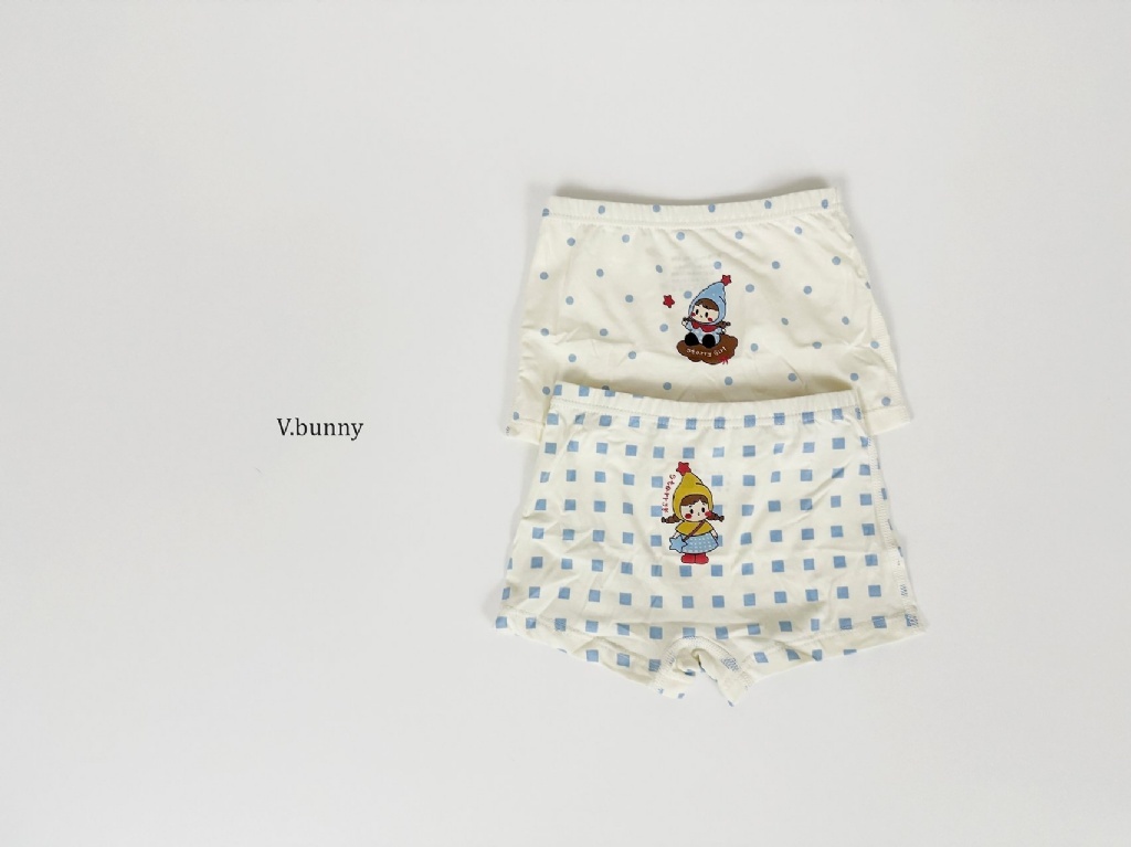 正韓秋Vbunny 女孩的可愛女孩格子內褲(一組4入)