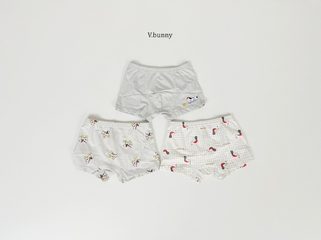 正韓秋Vbunny 男孩的睡覺狗狗格子內褲(一組3入)