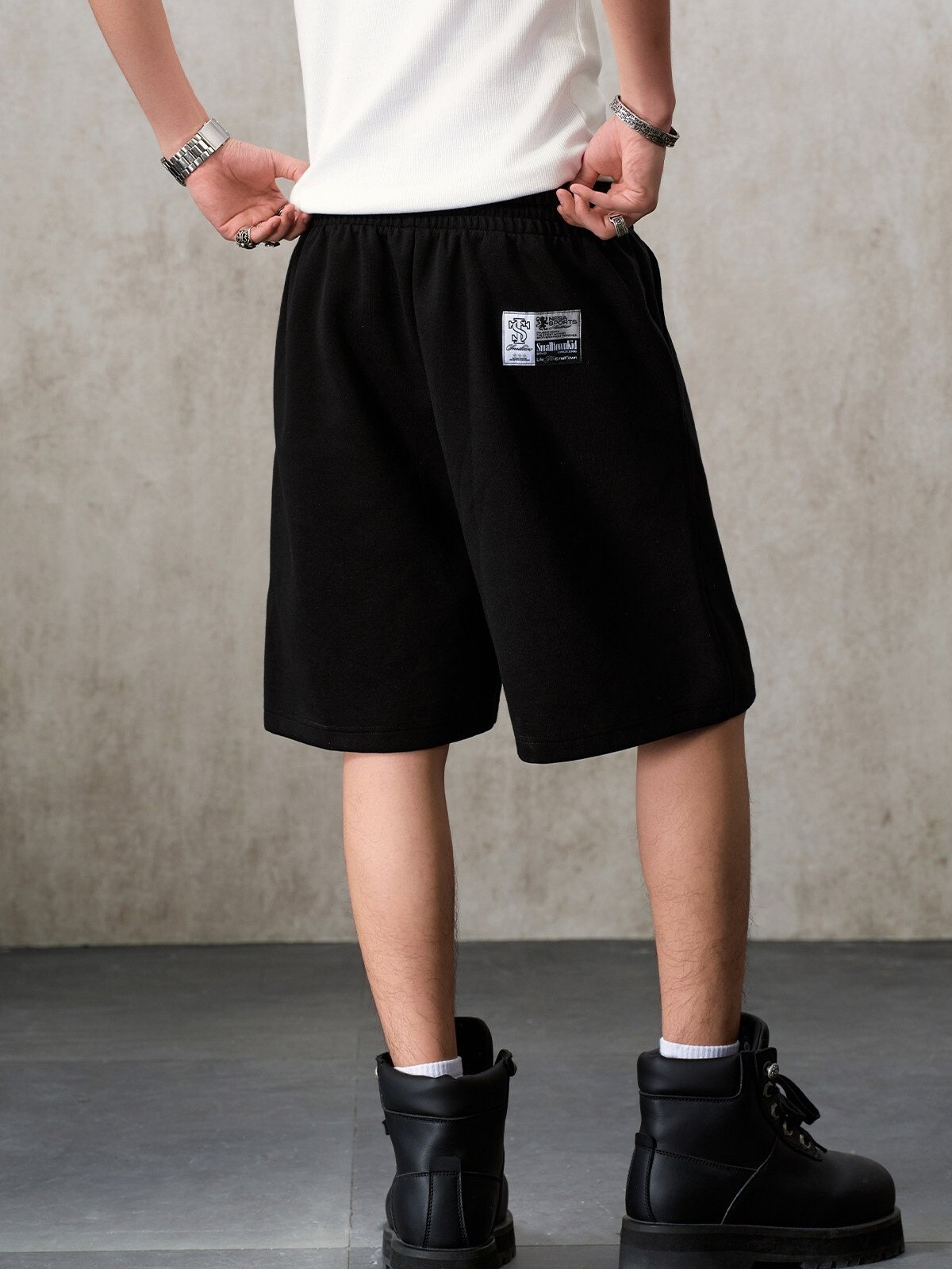 STK SmallTownKid Simple Embroidered Logo Drawstring Cotton Shorts