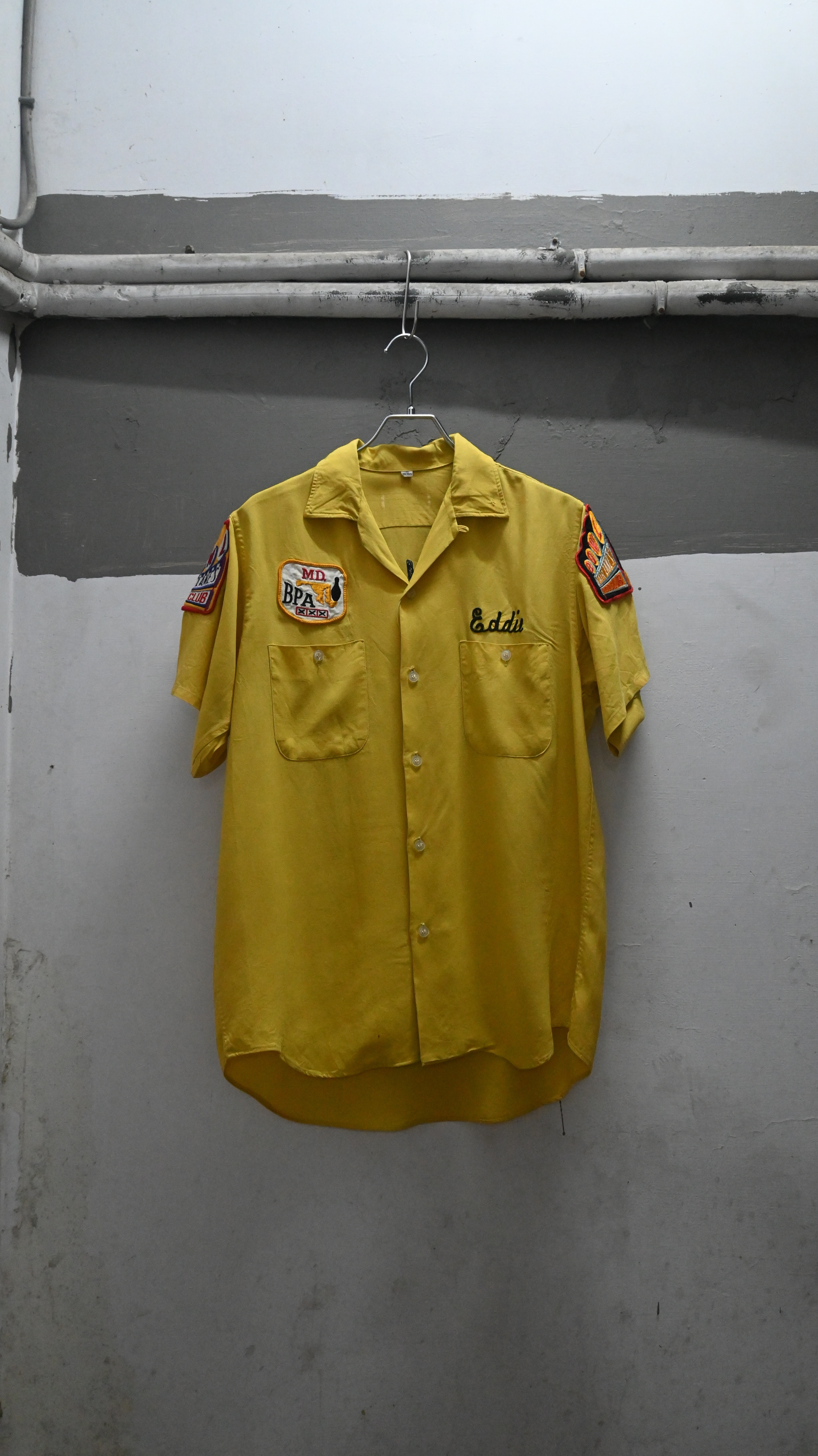 50’s Rayon Bowling Shirt (W/chain stitch) (W/patch)