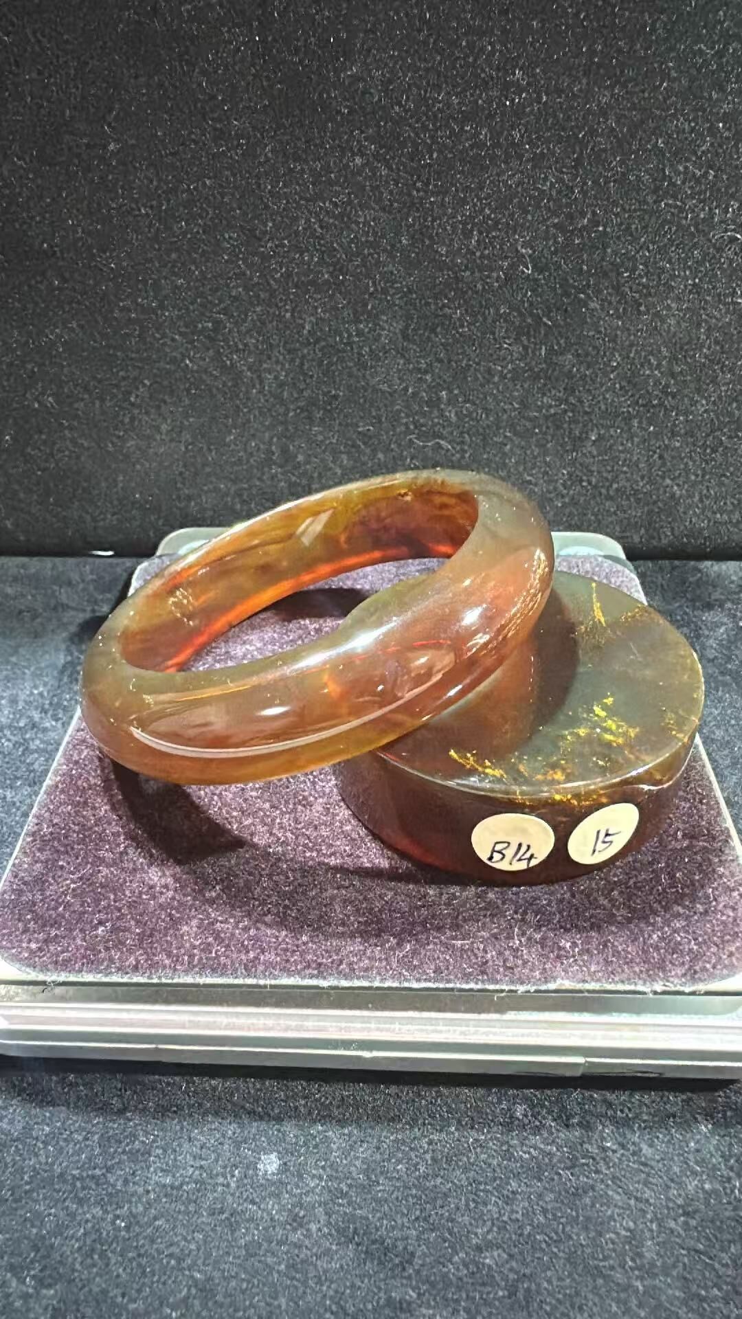 0911XY156-XYDAY-AMBER-紫羅蘭蜜手鐲 56MM [鐲芯可免費加工成平安扣,需要備註,加工後不退不換] (B156)