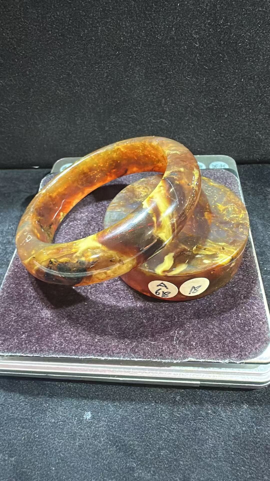 0911XY160-XYDAY-AMBER-紫羅蘭妖花蜜蠟手鐲 56.6mm [鐲芯可免費加工成平安扣,需要備註,加工後不退不換] (B160)