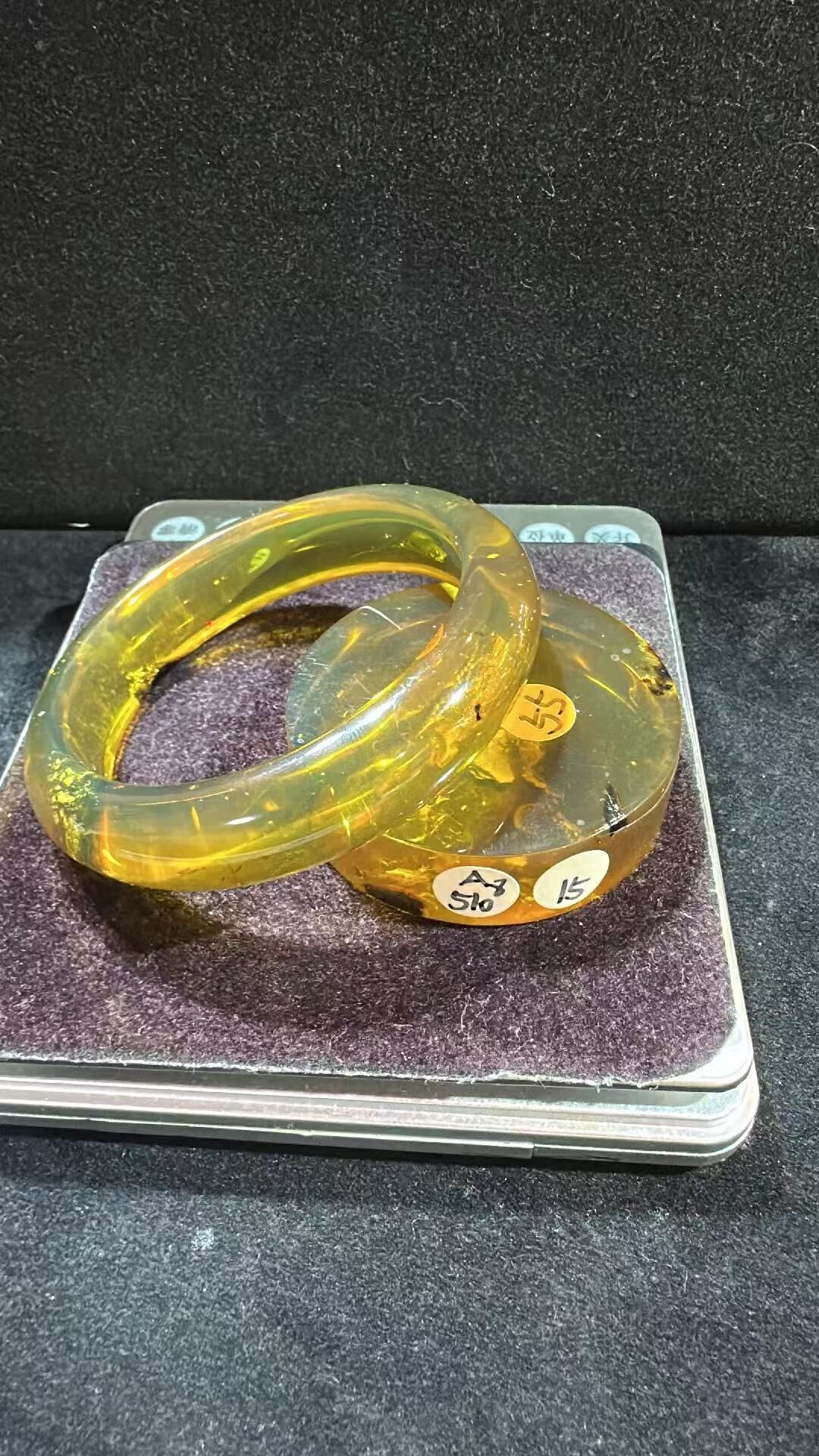 0911XY158-XYDAY-AMBER-金藍雨花手鐲 55mm [鐲芯可免費加工成平安扣,需要備註,加工後不退不換] (B158)
