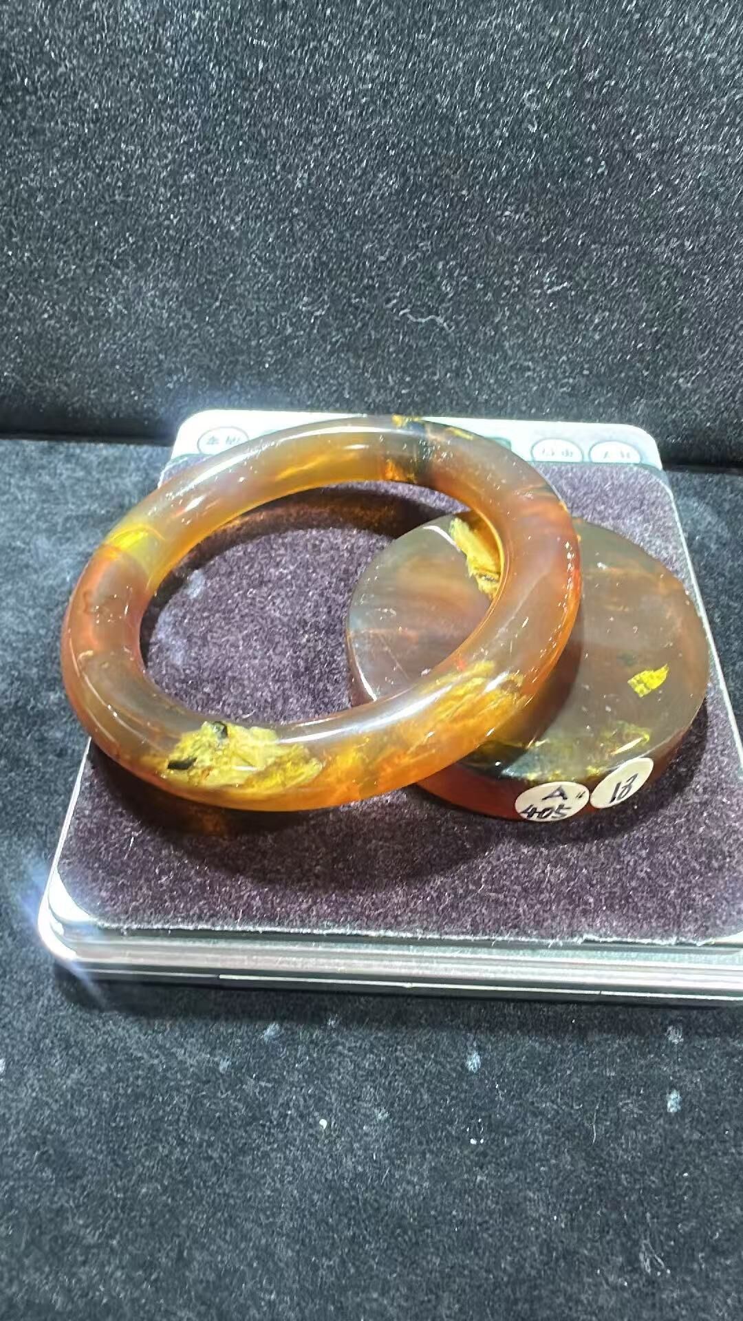 0911XY166-XYDAY-AMBER-紫羅蘭花蜜手鐲 58mm [鐲芯可免費加工成平安扣,需要備註,加工後不退不換] (B166)