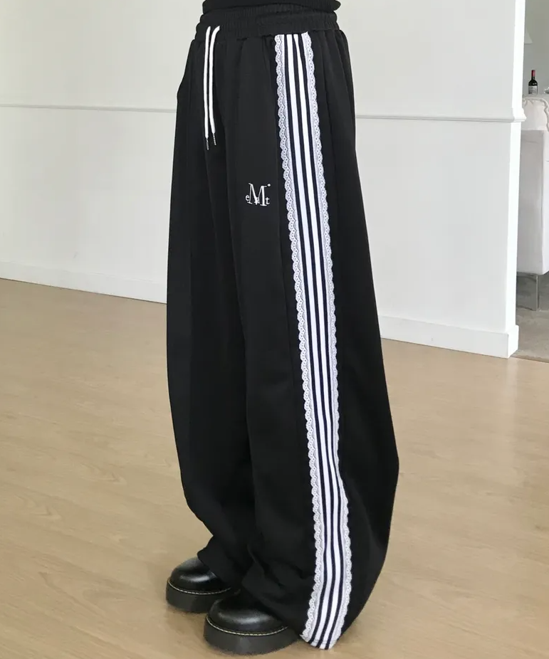 韓國代購｜Mucent Riela Lace Track Line Banding Pants