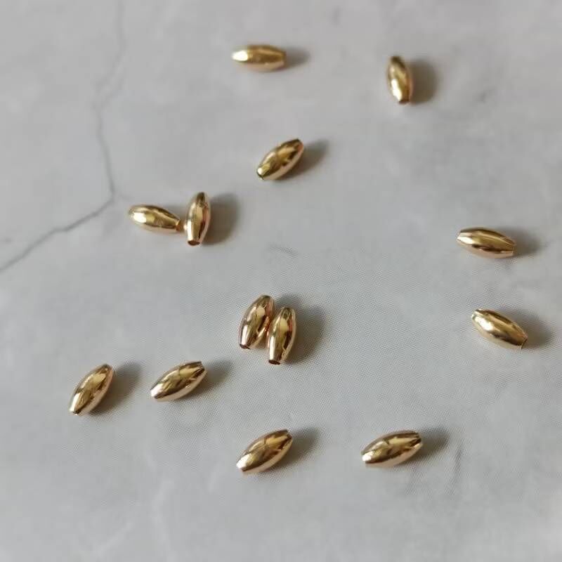 保色14K米型金珠(20入)｜保色金珠 DIY串珠材料