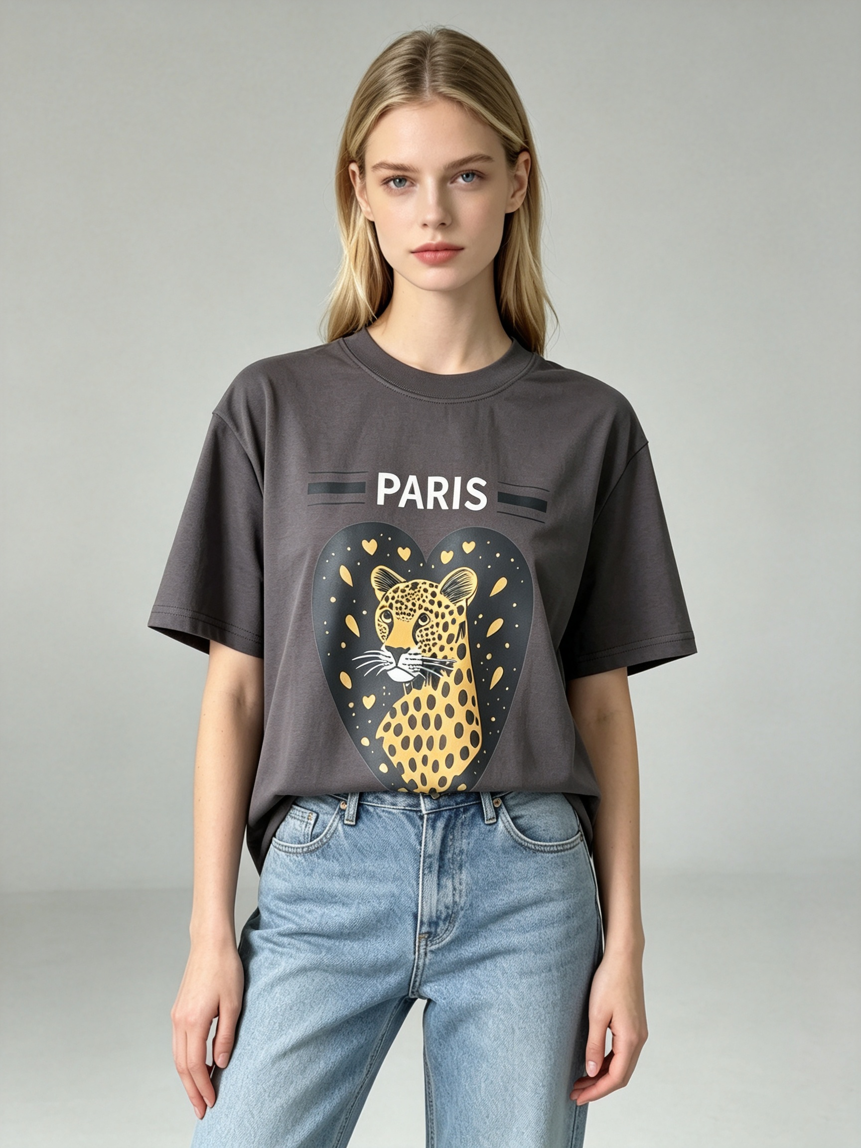 TOP-CCG0909-011 Heart Leopard Tee (A11)(S-XXXXL)