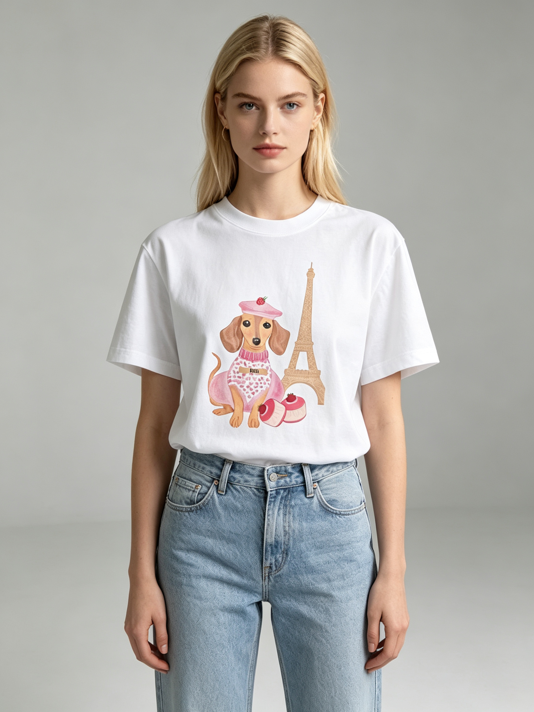 TOP-CCG0909-020 Paris Dachshund Tee (A20)(S-XXXXL)