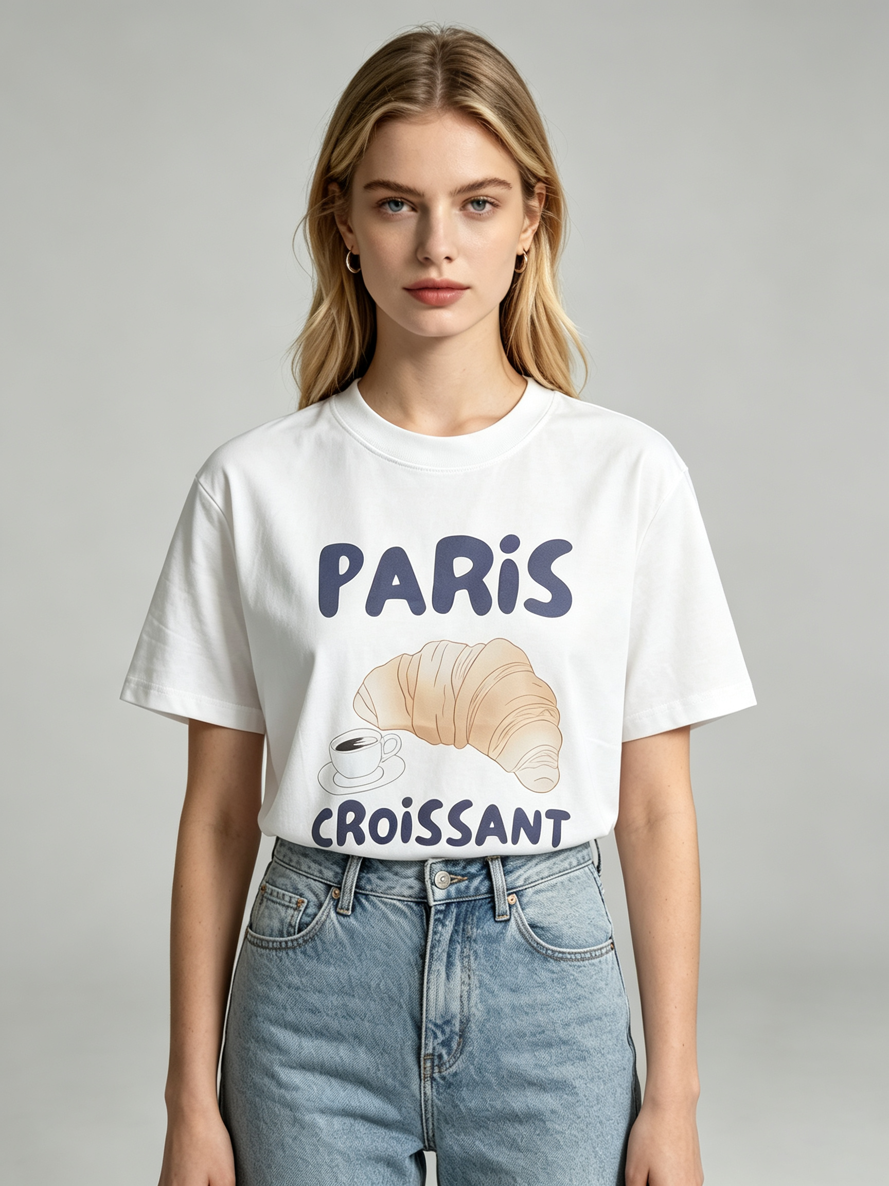 TOP-CCG0909-019 Paris Croissant Tee (A19)(S-XXXXL)