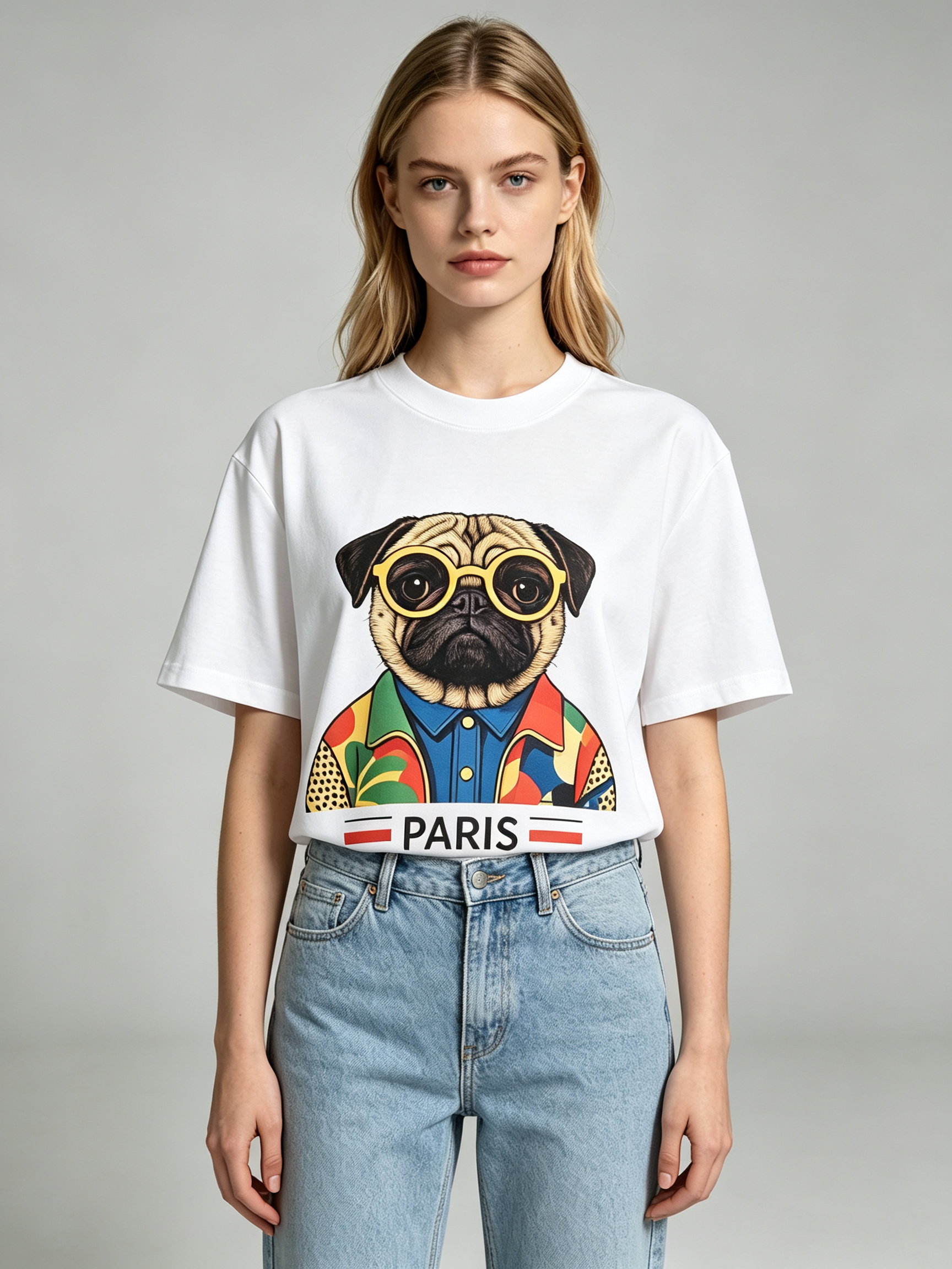 TOP-CCG0909-027 Sunglass Pug Tee (A27)(S-XXXXL)