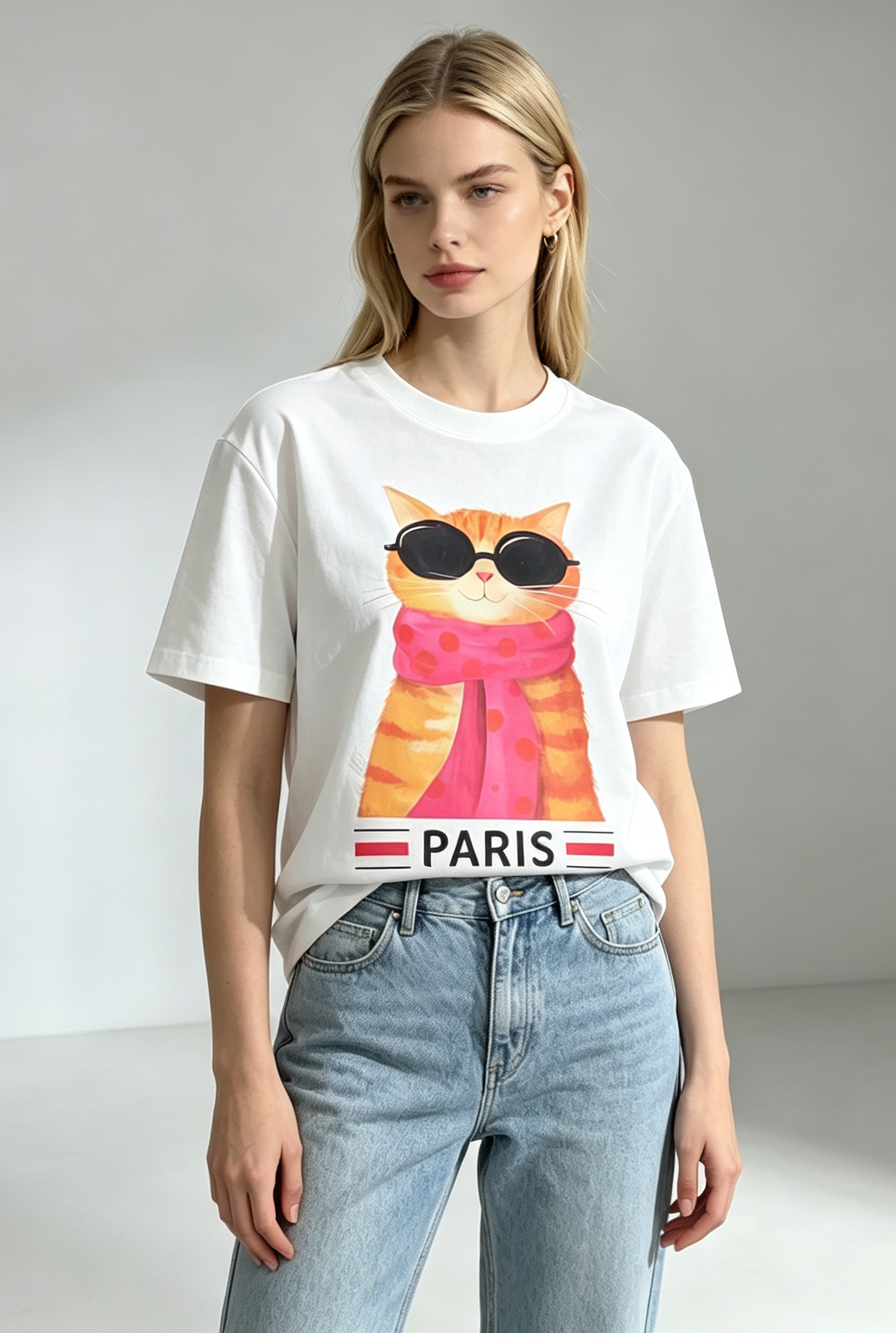 TOP-CCG0909-028 Sunglasses Cat Tee (A28)(S-XXXXL)